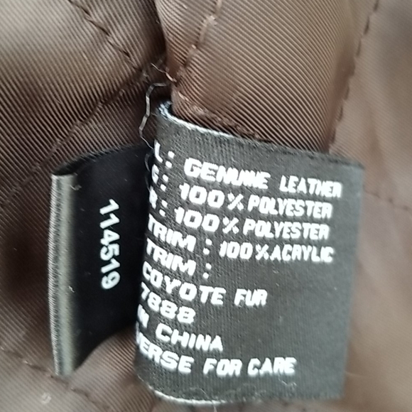 Michael Michael Kors Brown Leather Jacket quilted lining Drawstring waist - Picture 10 of 12